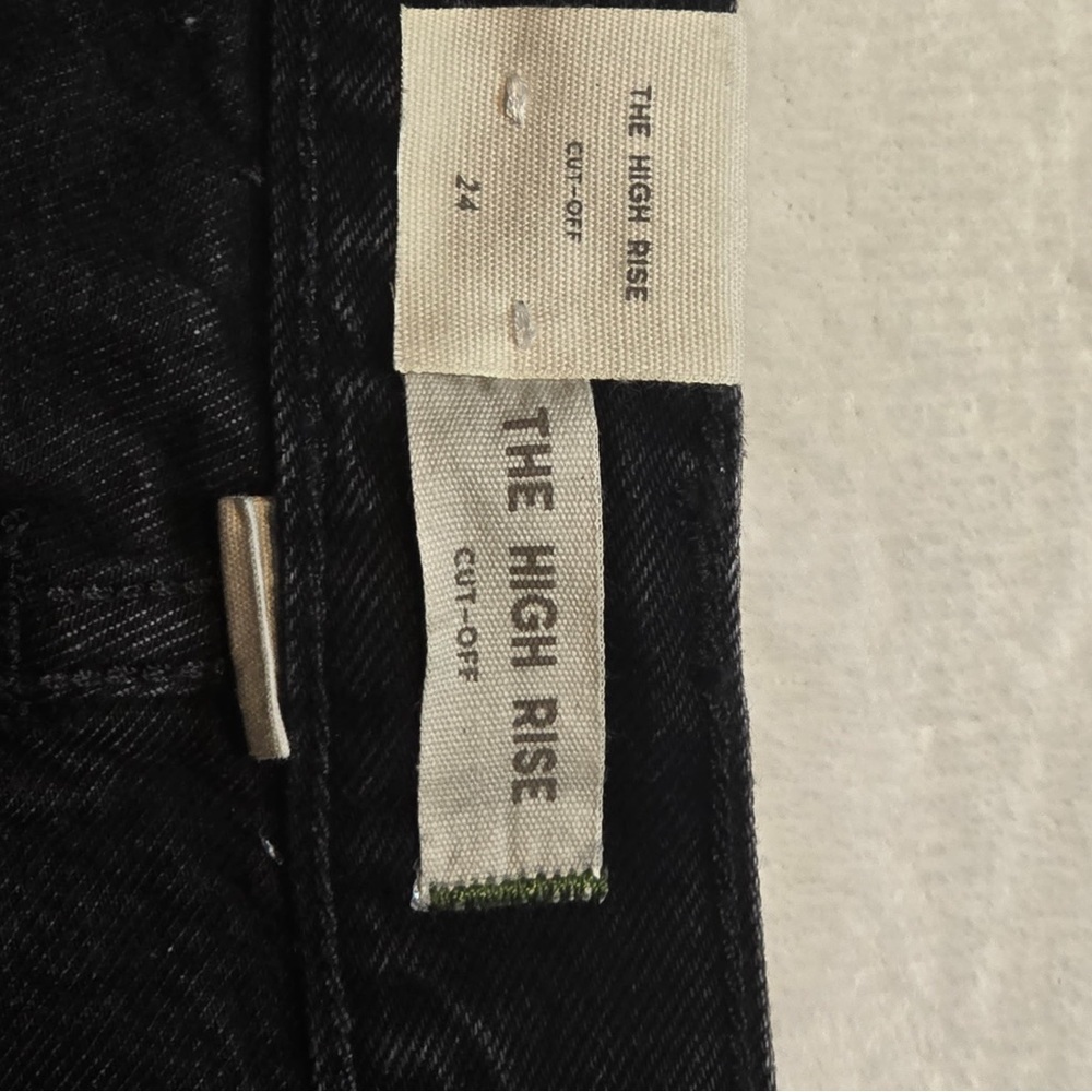 AE 77 High Rise Cutoff Black Denim Short  Size 24 NWT - Picture 3 of 3